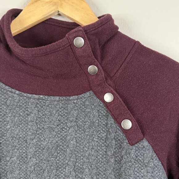 Maurices Womens Button-Detail Mock Neck Sweater Medium Gray & Burgundy Long Slee - Picture 5 of 16